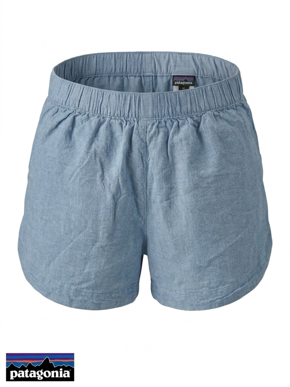 Patagonia Garden Island Hemp Tencel High Rise Shorts Light Blue Chambray Size S